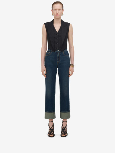 Alexander McQueen Women's Pinstripe Waistcoat in Navy outlook