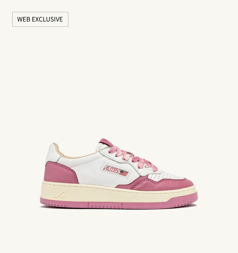 MEDALIST LOW SNEAKERS IN WHITE AND FOXGLOVE LEATHER - 1