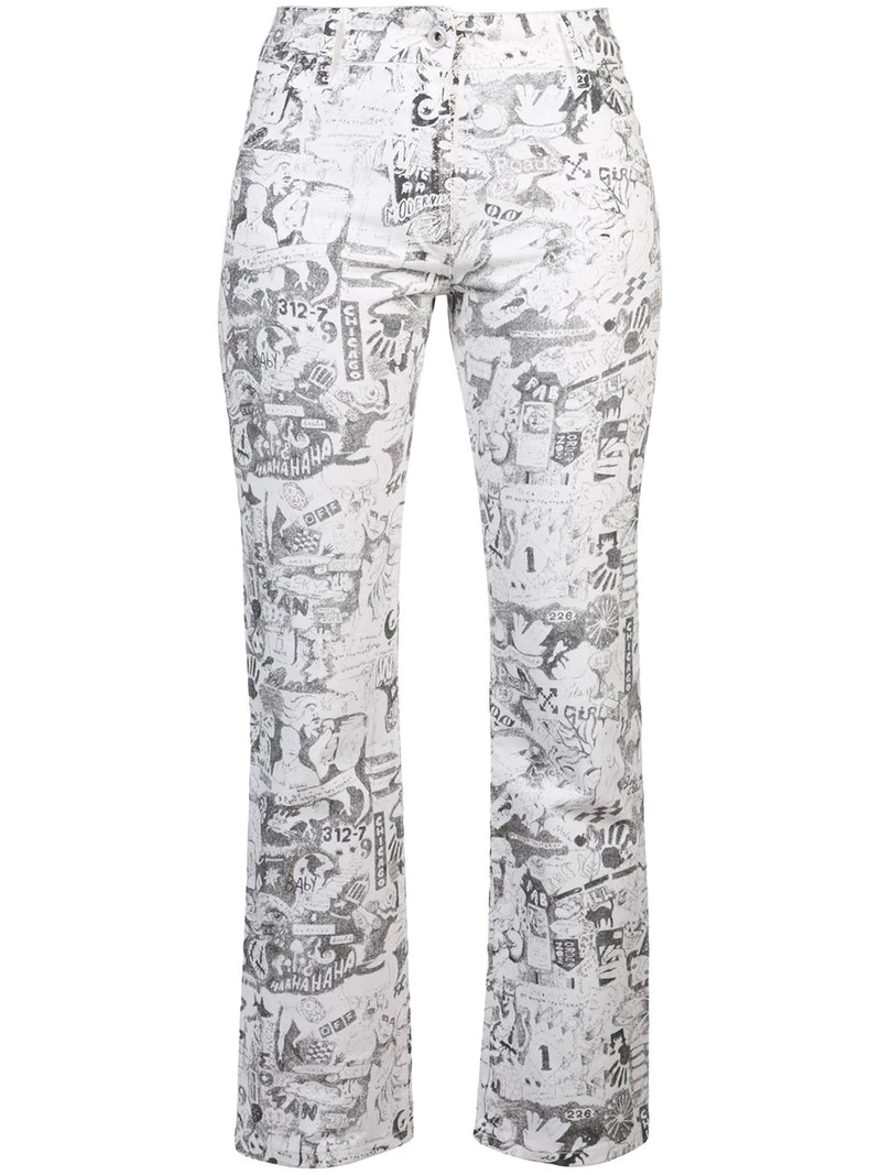 cartoon-printed straight jeans 1