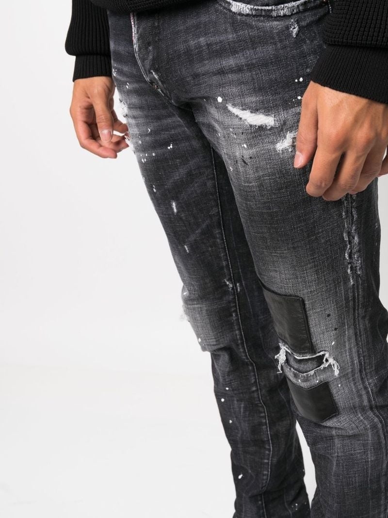 distressed-effect straight-leg jeans - 5