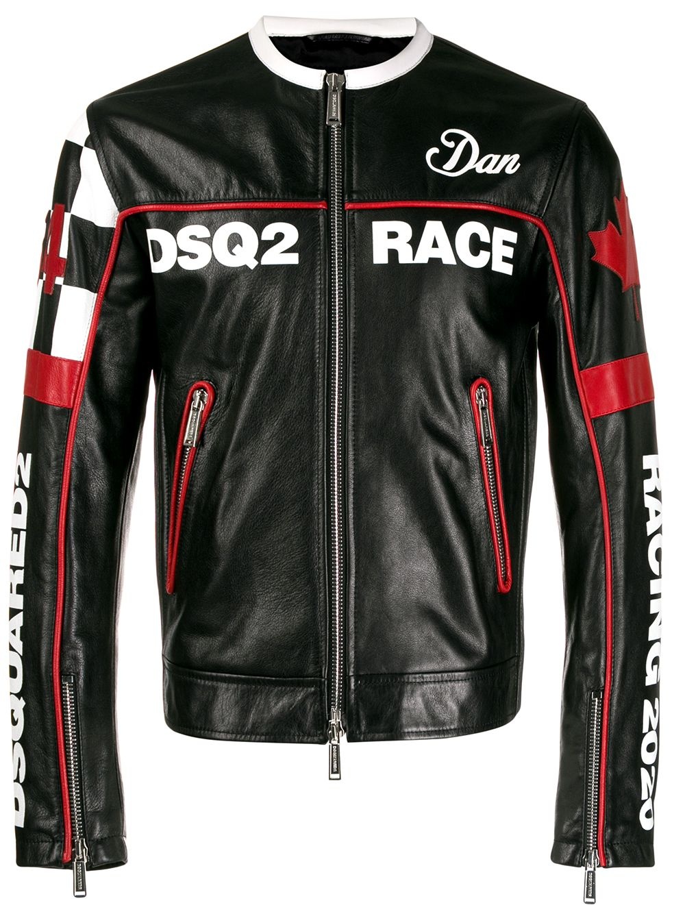 Racing logo print biker jacket - 1