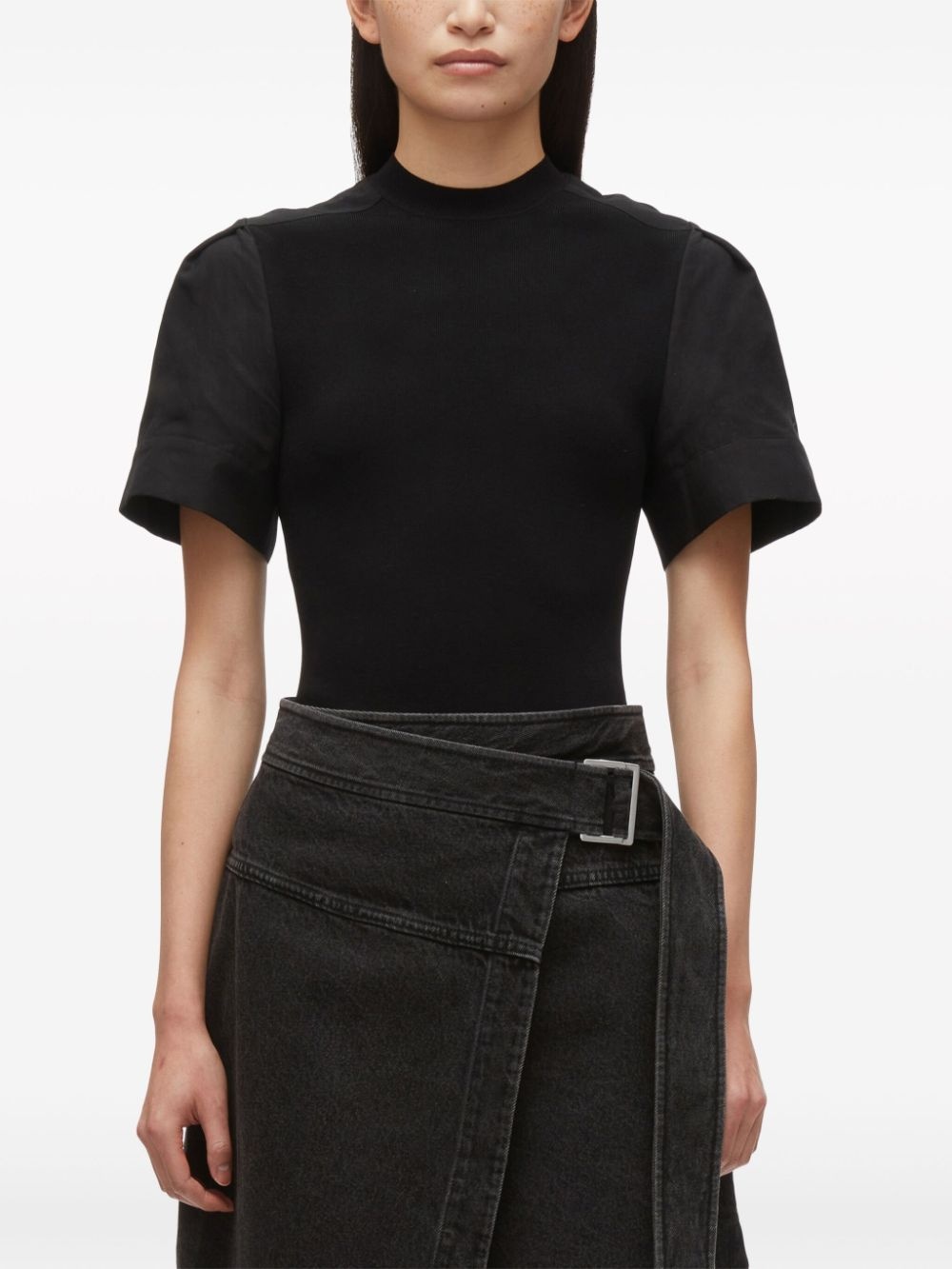 panelled fine-ribbed T-shirt - 3
