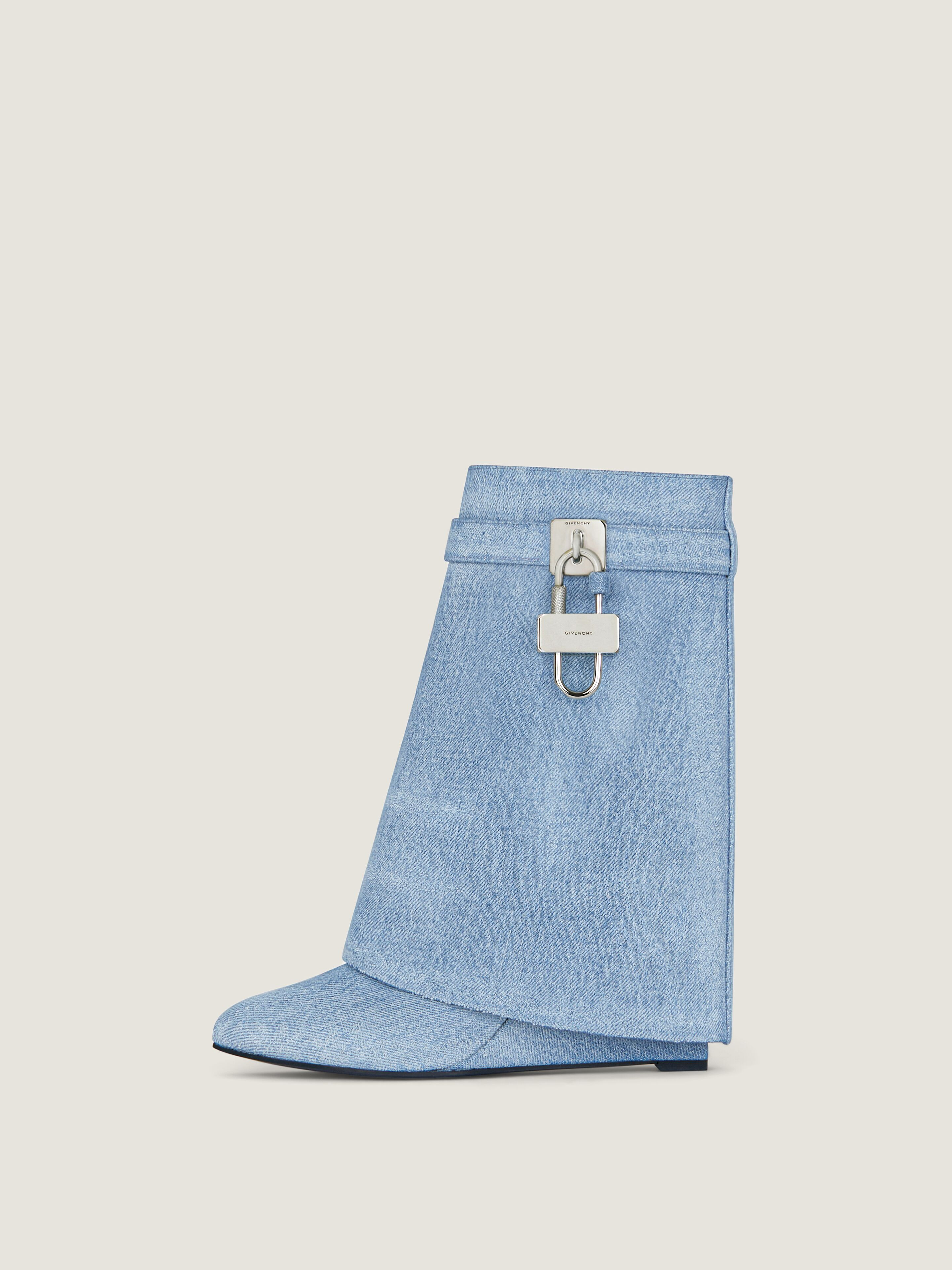 SHARK LOCK ANKLE BOOTS IN WASHED DENIM - 4