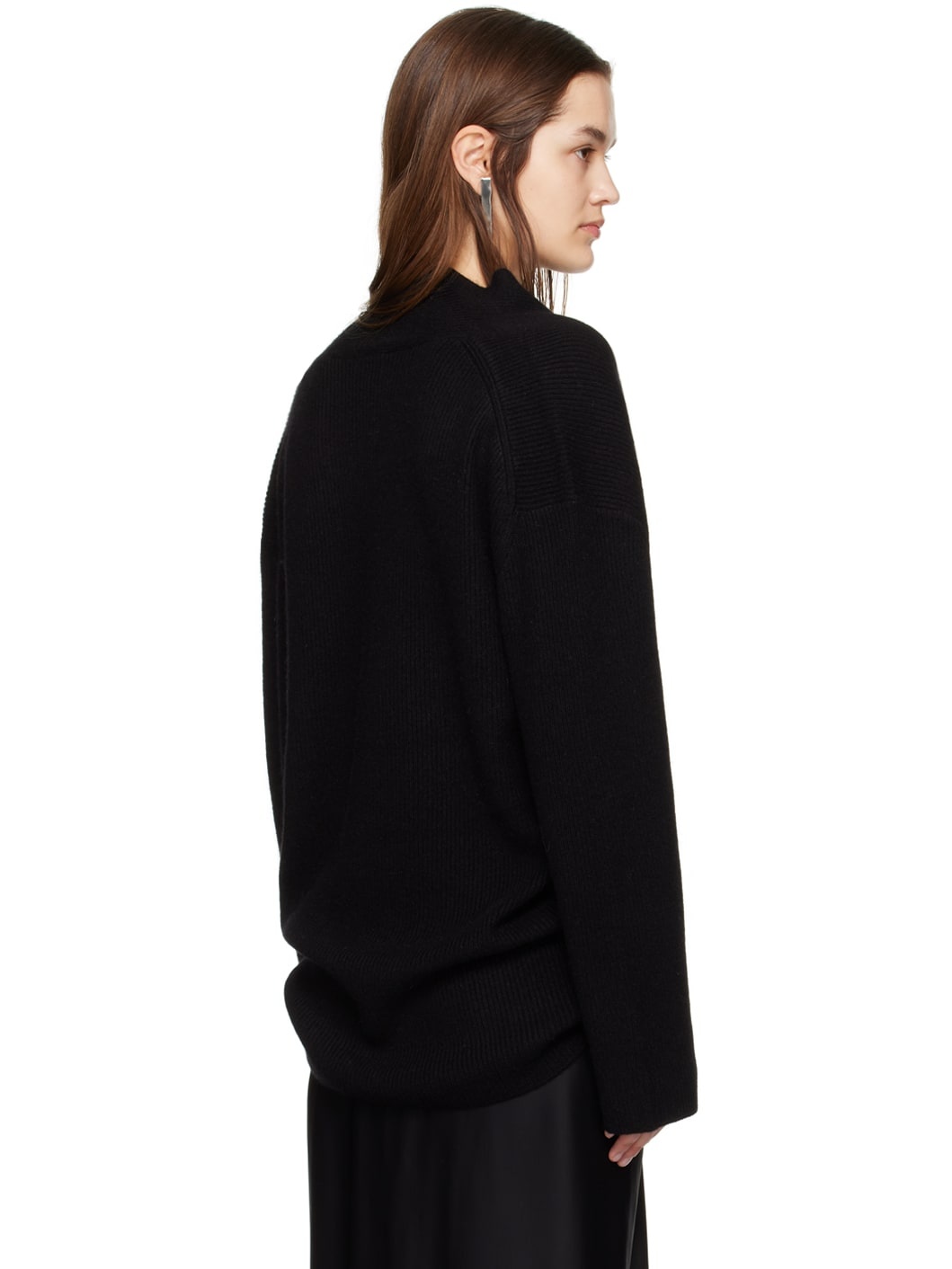 Black V-Neck Sweater - 3