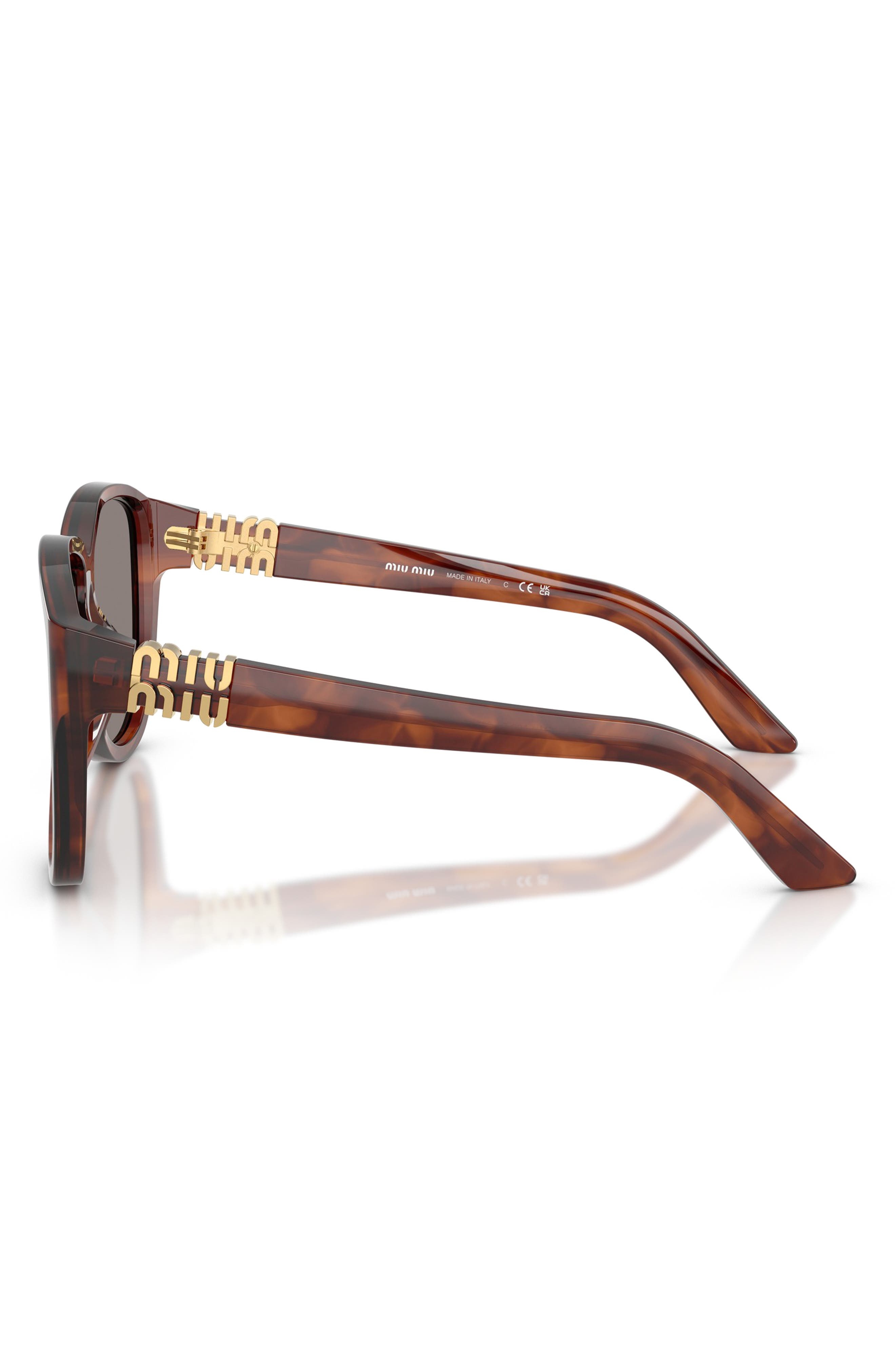 Miu Miu 61mm Pilot Sunglasses in Striped Tobacco/Dark Grey at Nordstrom - 3