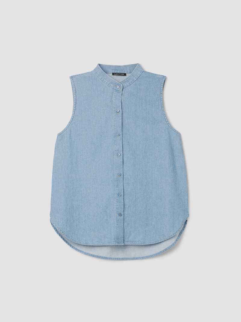 Airy Organic Cotton Twill Sleeveless Shirt 1