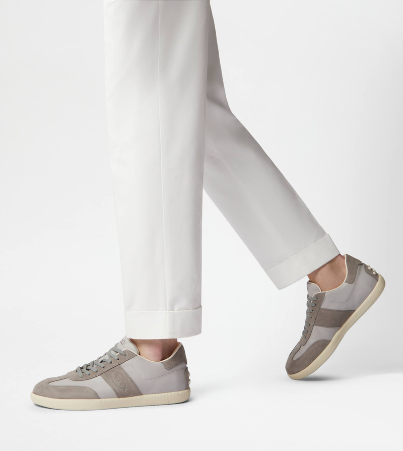 Tod's TOD'S TABS SNEAKERS IN SMOOTH LEATHER AND SUEDE - GREY outlook