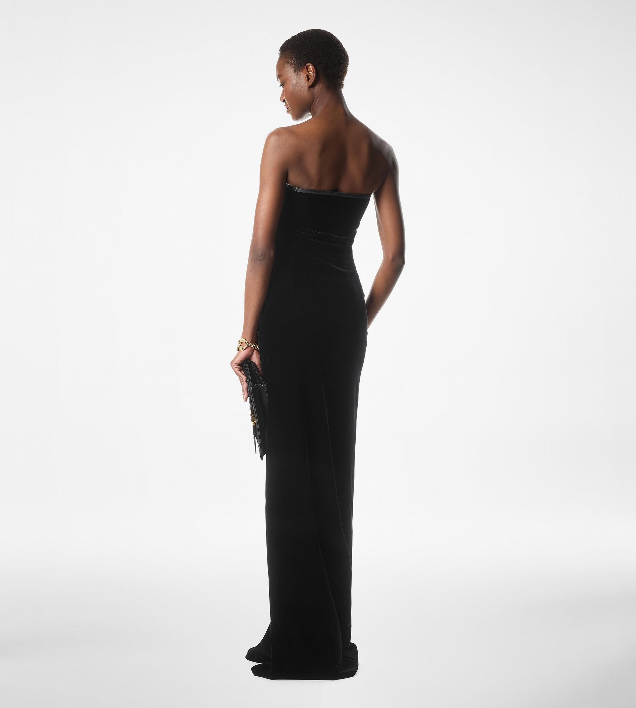 STRETCH VELVET STRAPLESS EVENING DRESS - 3