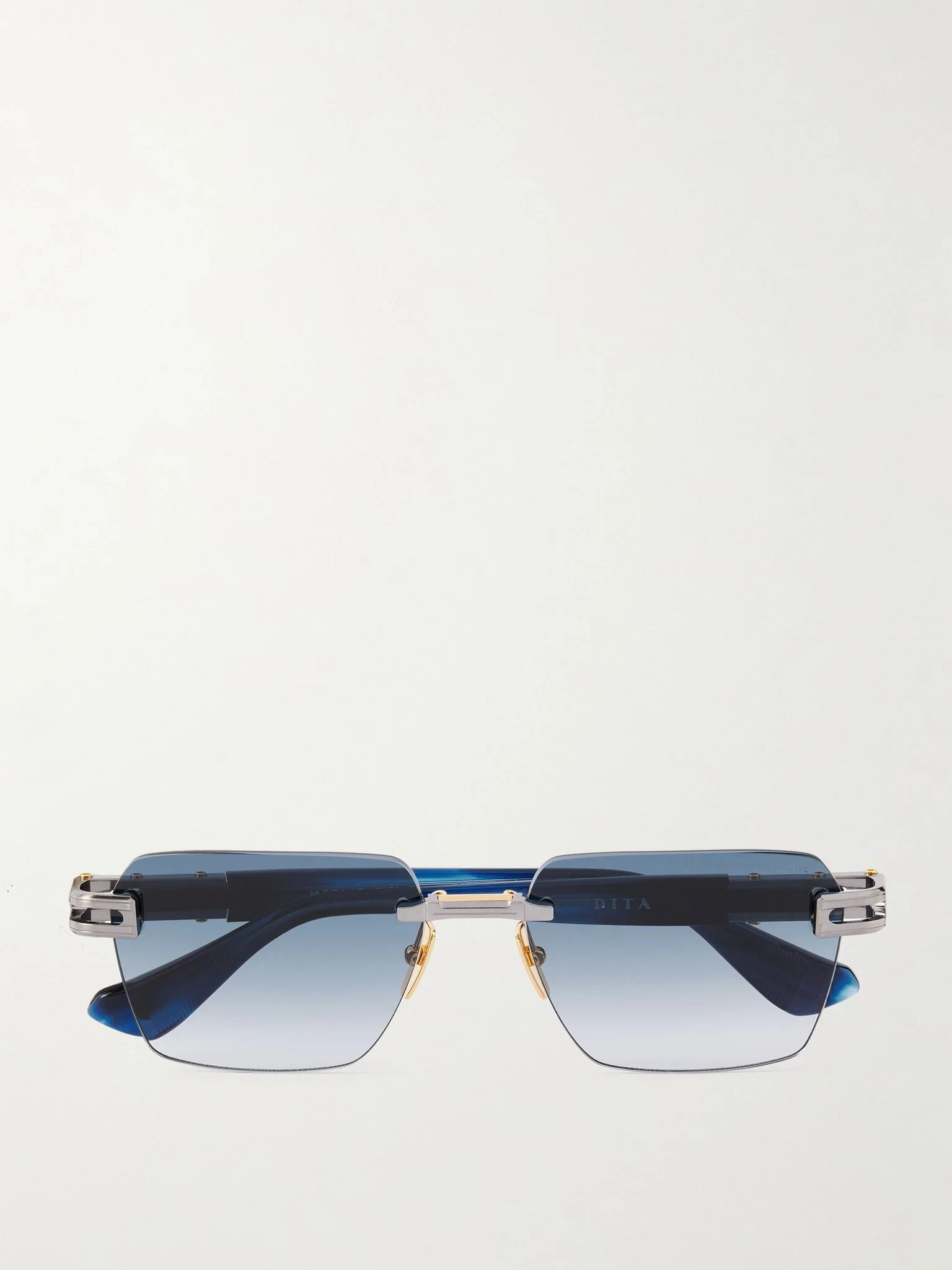 Meta-Evo One Square-Frame Silver-Tone and Acetate Sunglasses Blue - 1