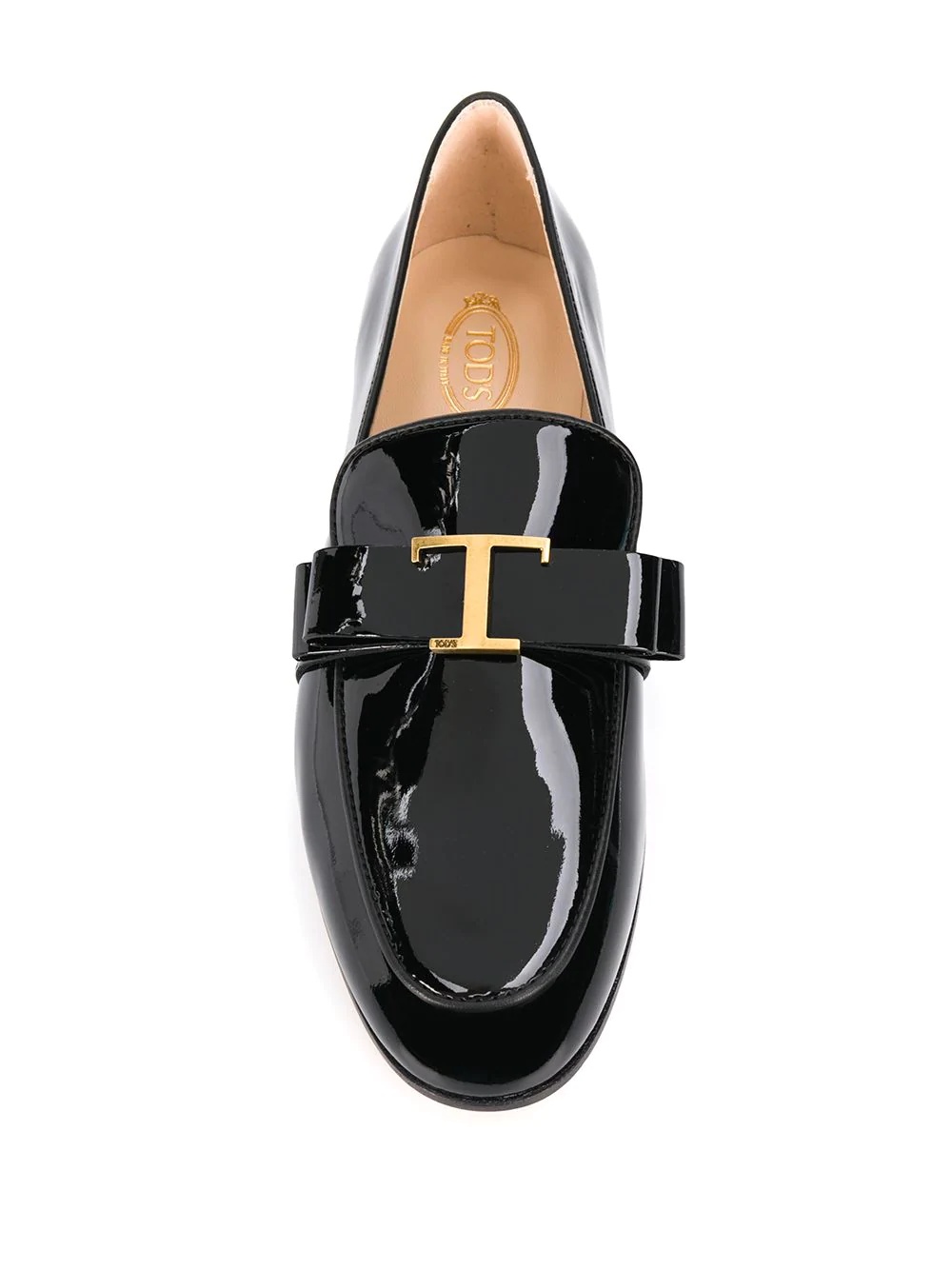 high-shine logo-plaque loafers - 4