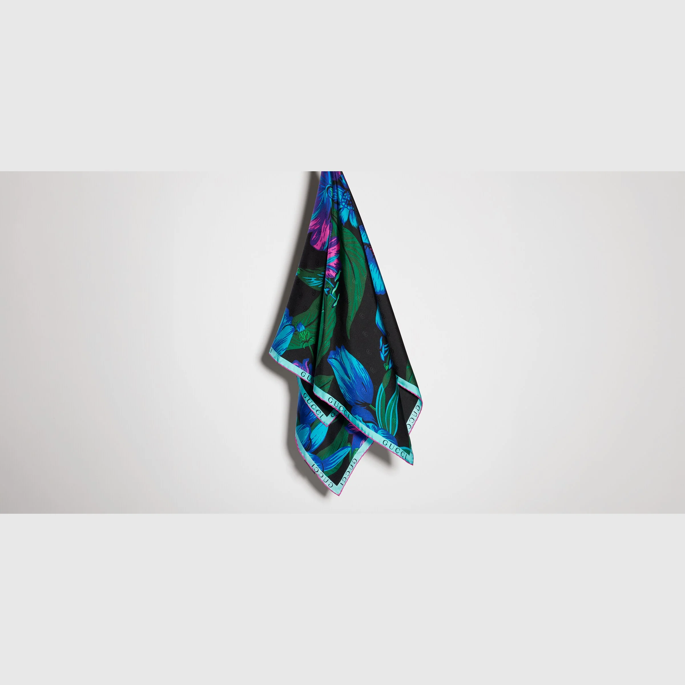 Gucci floral Double G silk twill carré - 1