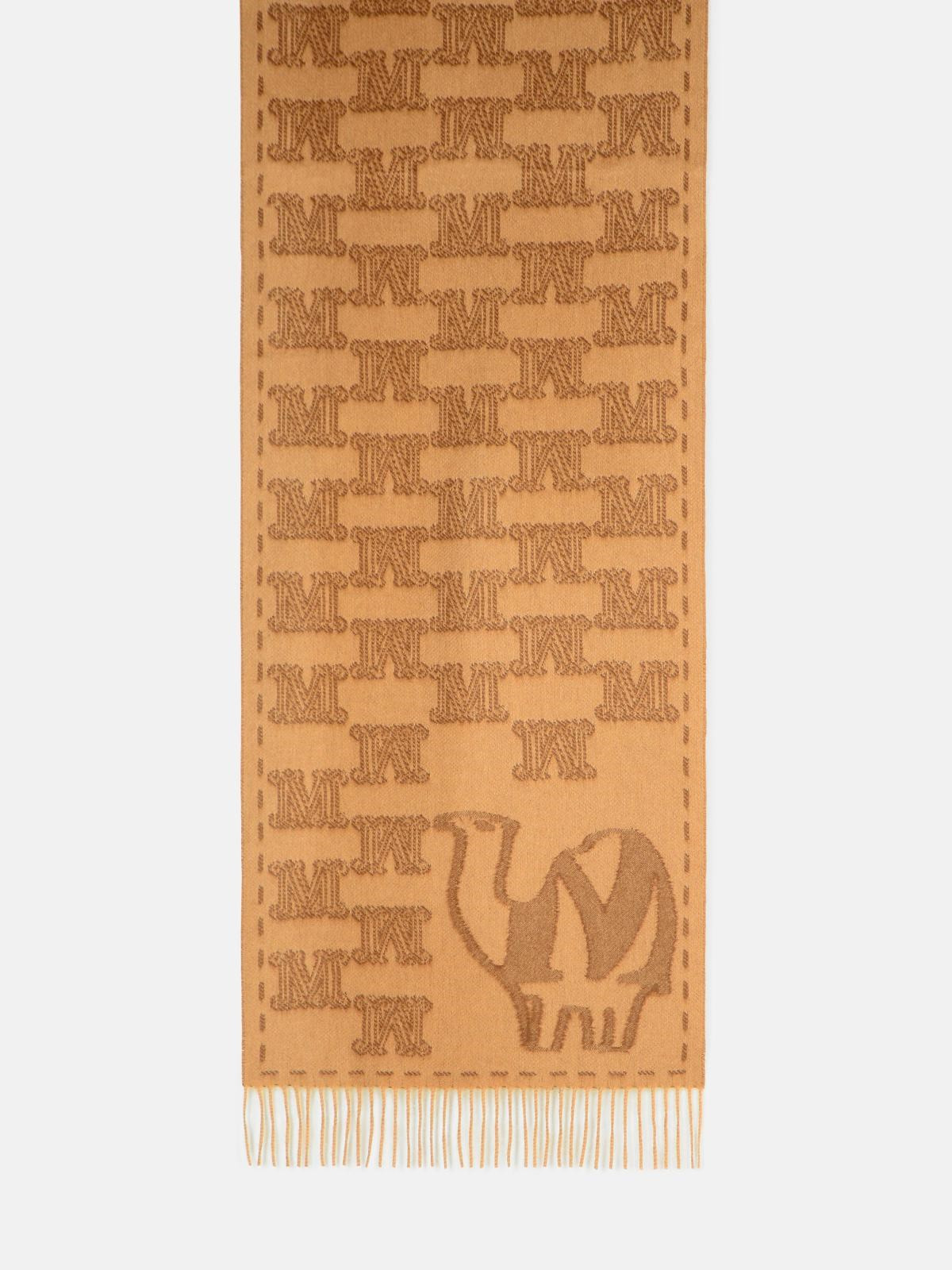 'WSTEDDYC' CAMEL JACQUARD CACHEMIRE STOLE - 1