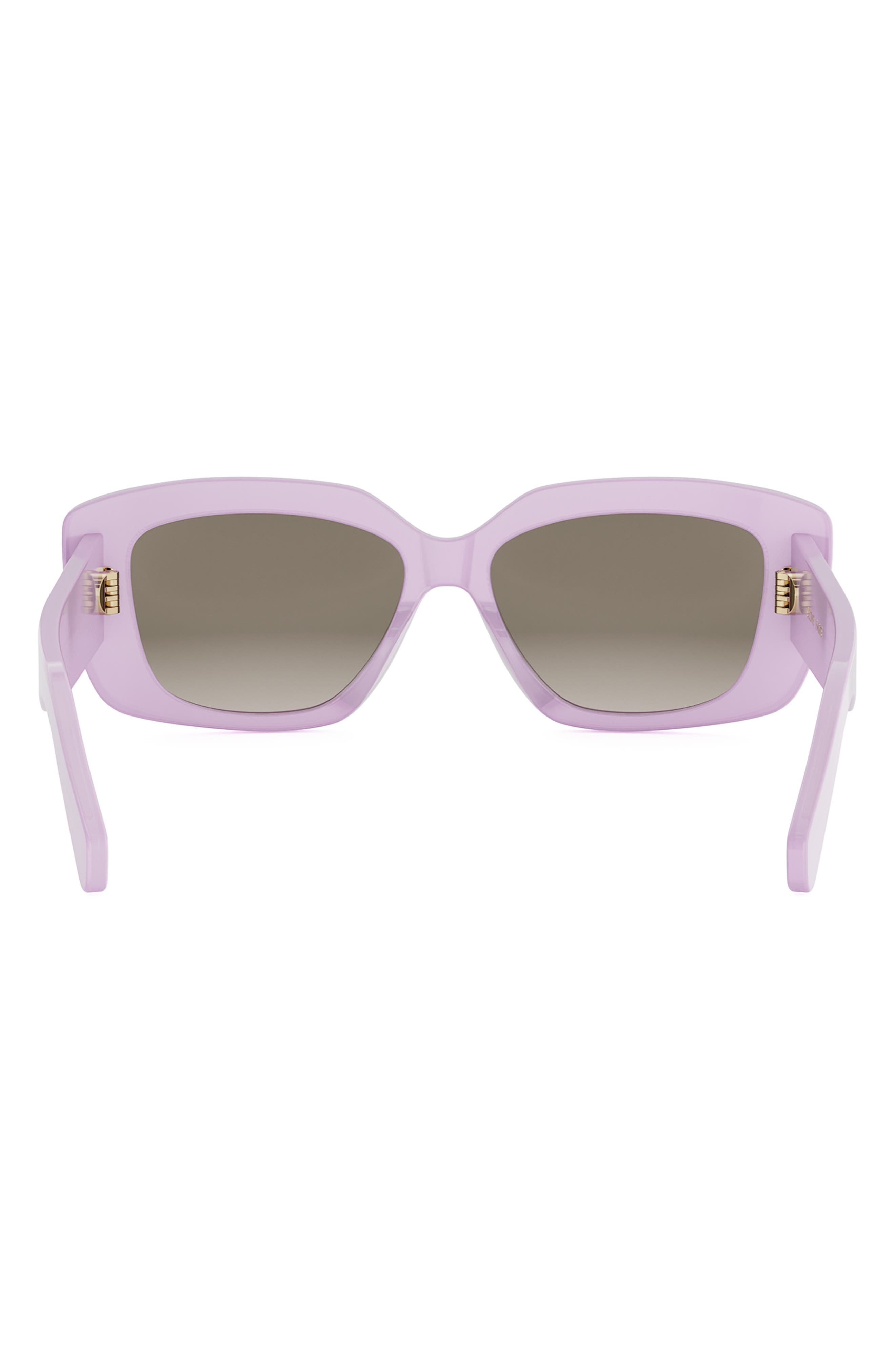 CELINE Triomphe 55mm Rectangular Sunglasses in Shiny Lilac /Gradient Brown at Nordstrom - 6
