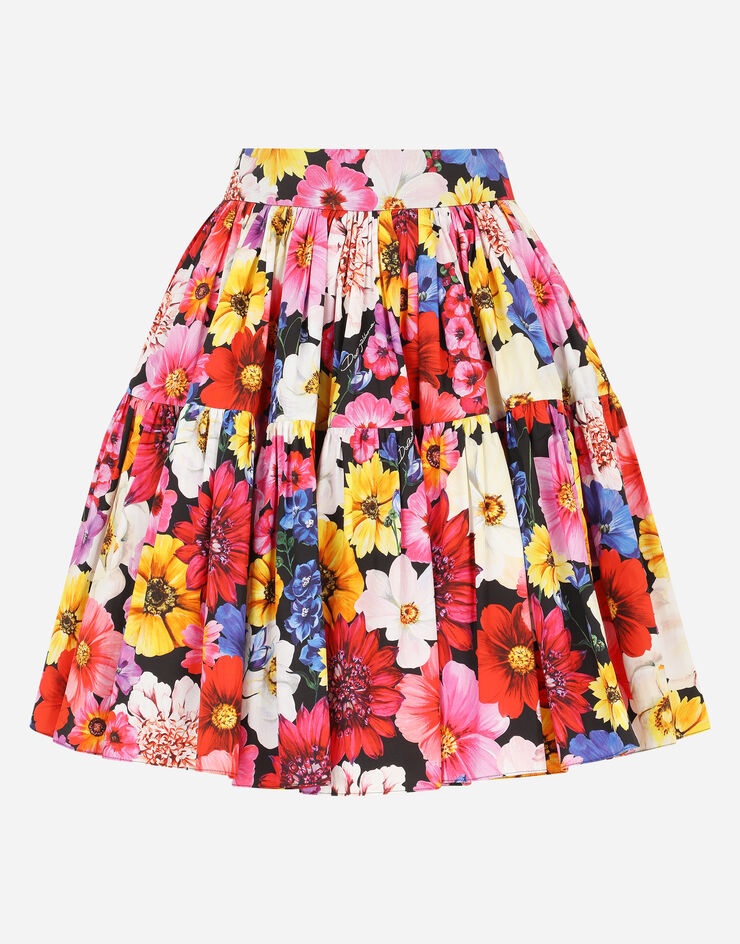 Short garden-print poplin skirt - 3