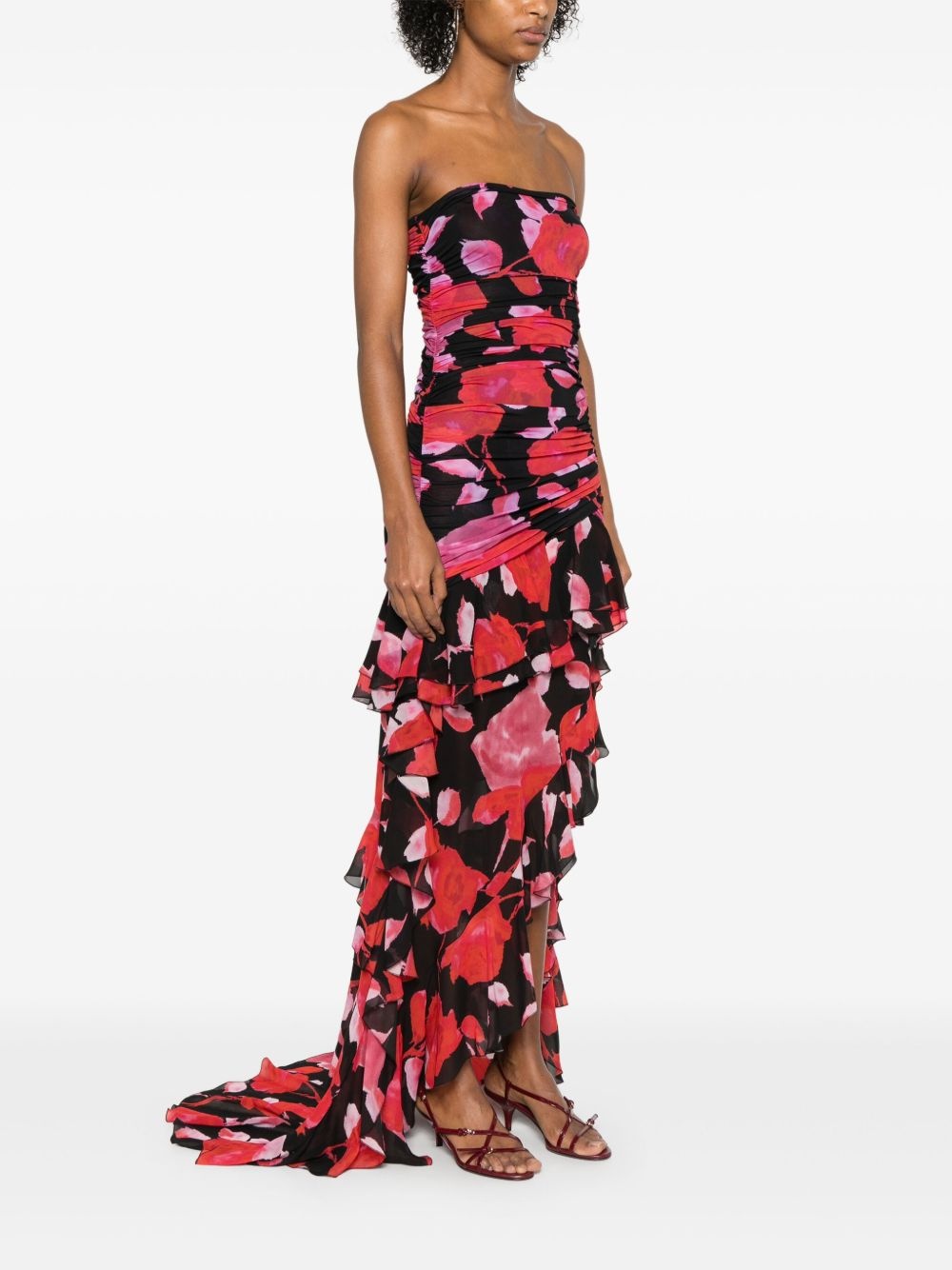 floral-print ruffled maxi dress - 3