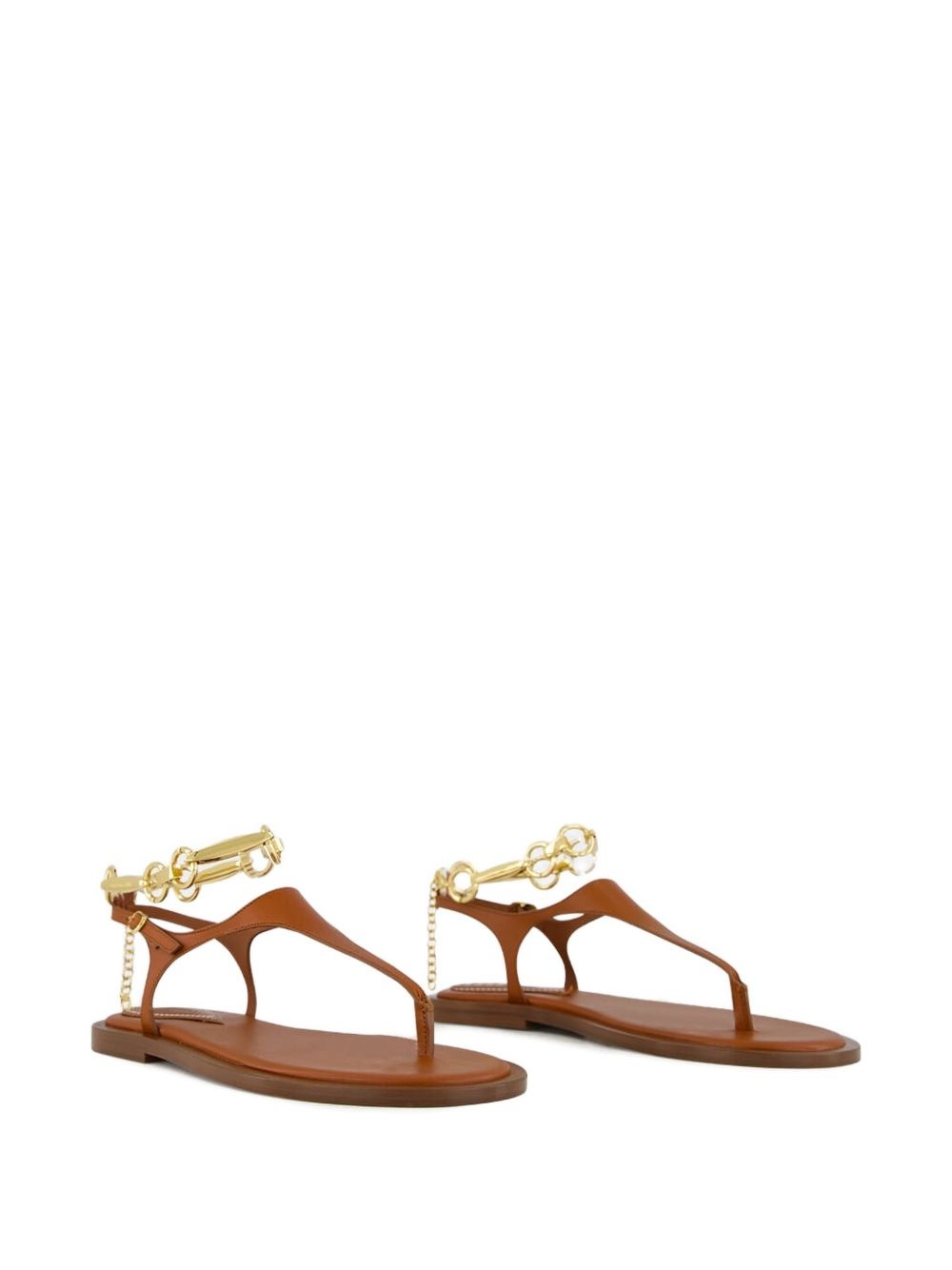 chain-embellished leather sandals - 2