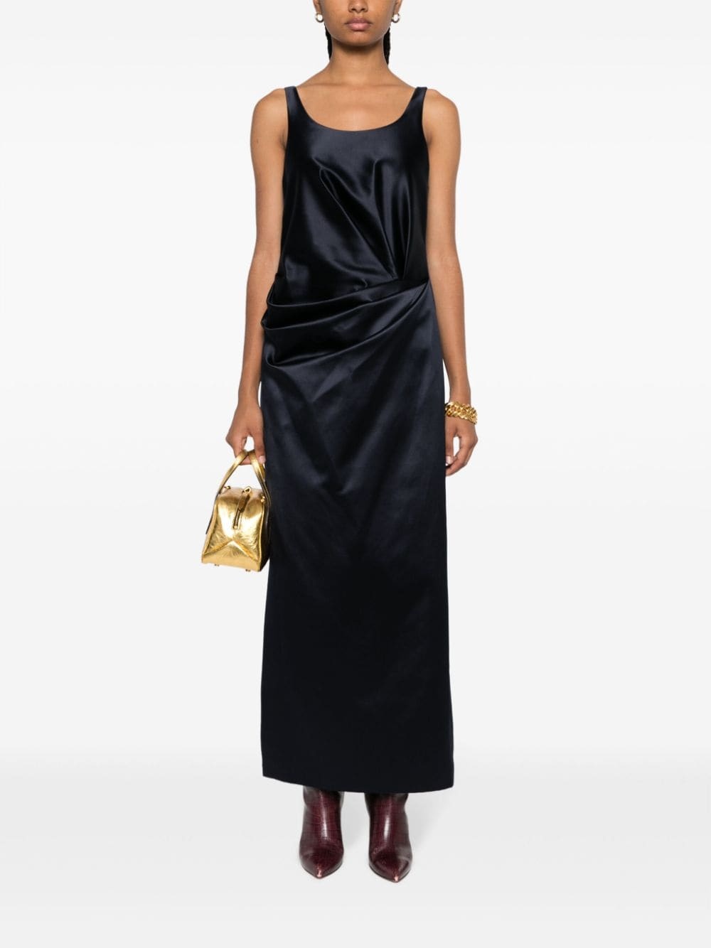 gathered silk dress - 2