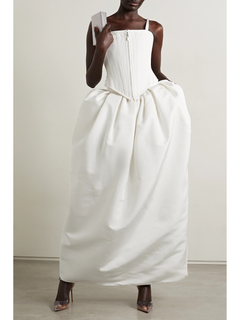 CHRISTOPHER JOHN ROGERS Gathered Silk-faille Maxi Skirt outlook