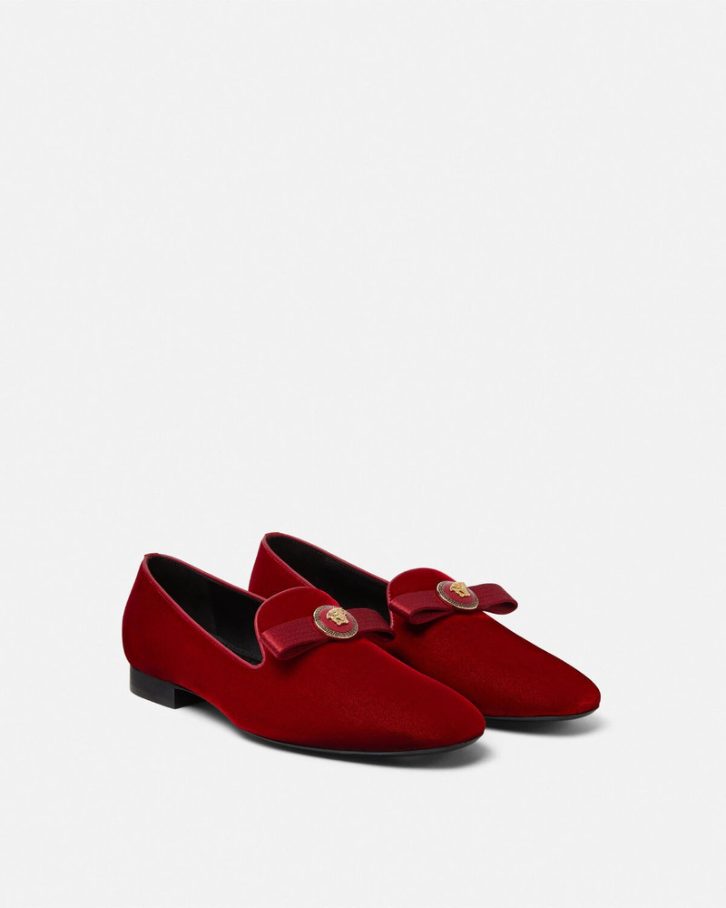 VERSACE Gianni Ribbon Velvet Slippers outlook