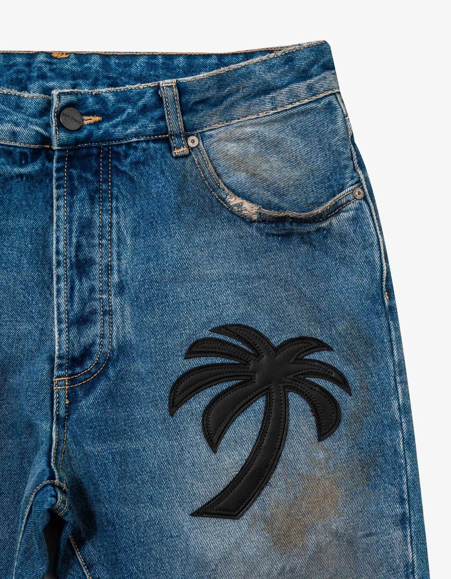 Palm Angels Blue Curved Palm Tree Regular Jeans - 8