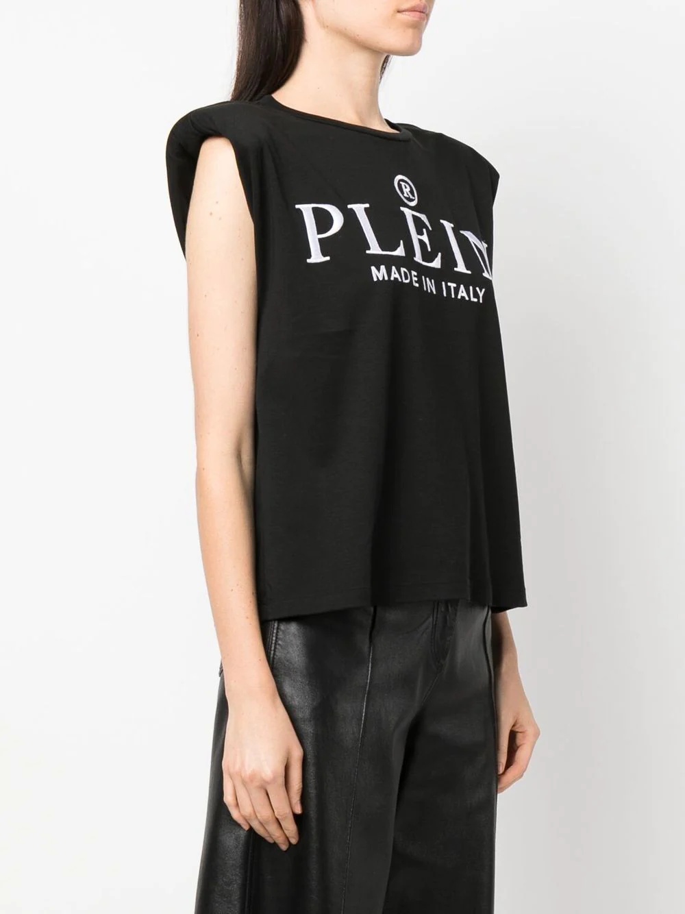 embroidered-logo padded shoulder tank top - 3