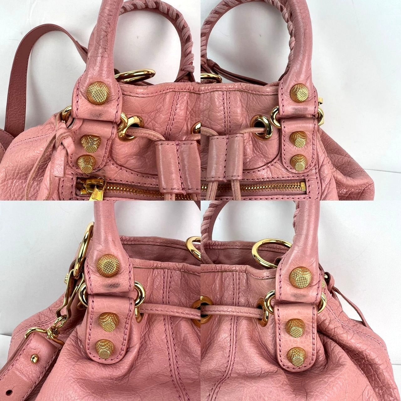 Balenciaga agneau Giant 12 Gold Hardware Mini Pompon Rose Pink Bucket Bag - 9