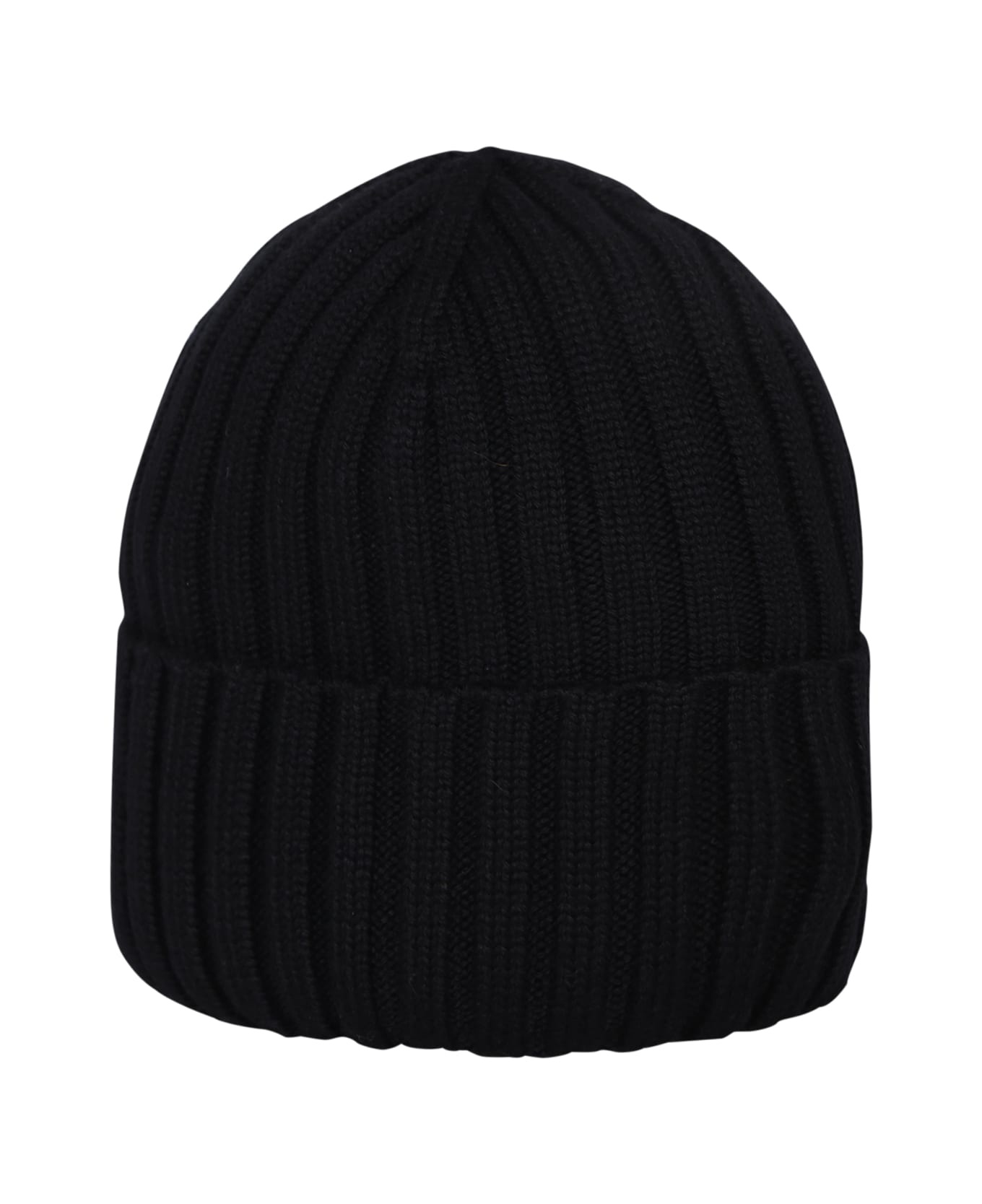 Black Wool Beanie With Logo Patch - 2