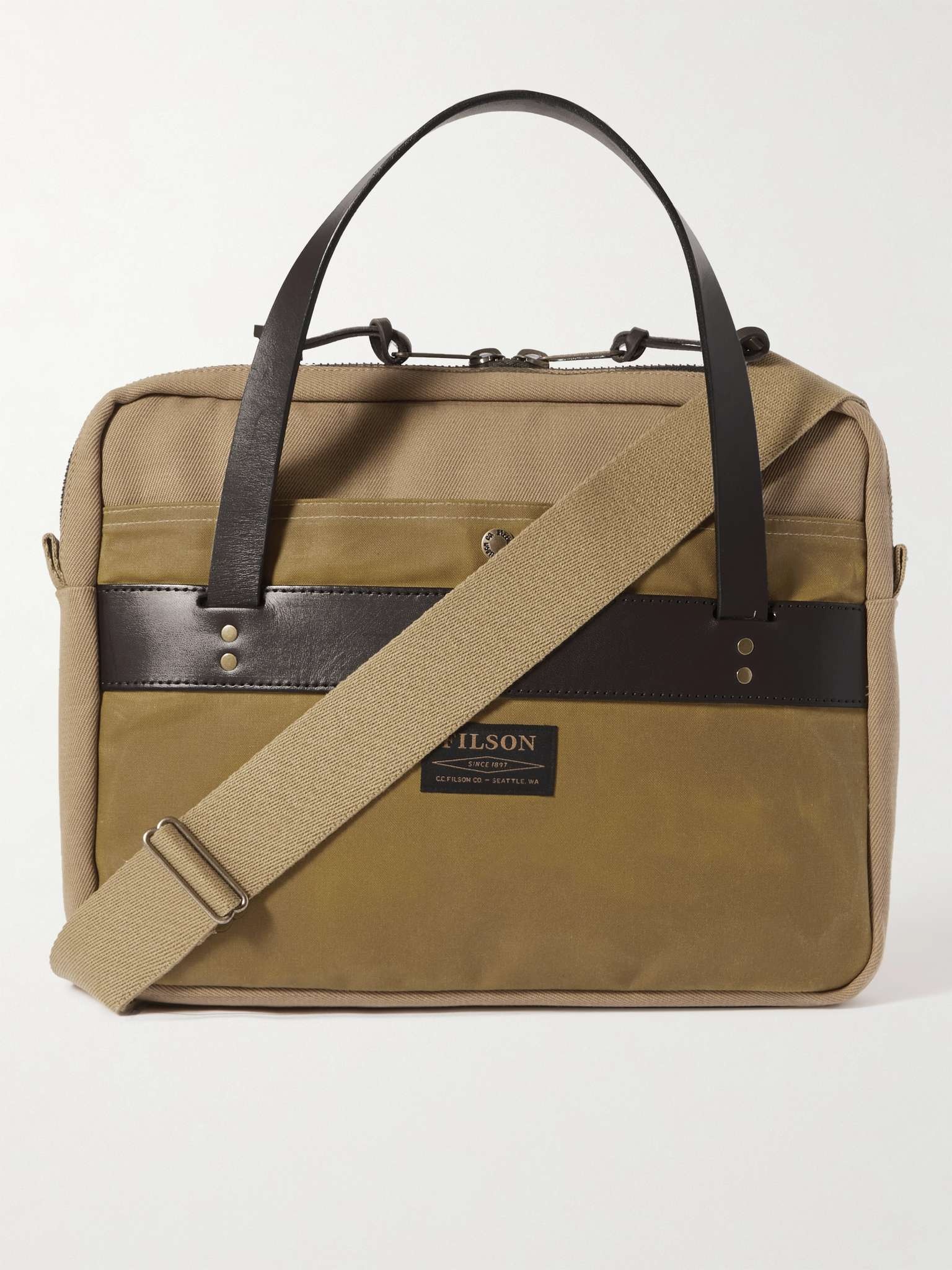 Canvas and Leather-Trimmed Cotton-Twill Briefcase - 1