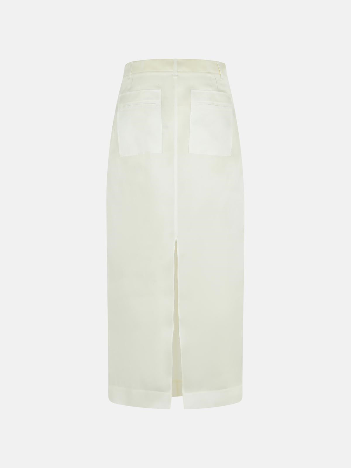 'LUCIAN' WHITE SILK SKIRT - 3