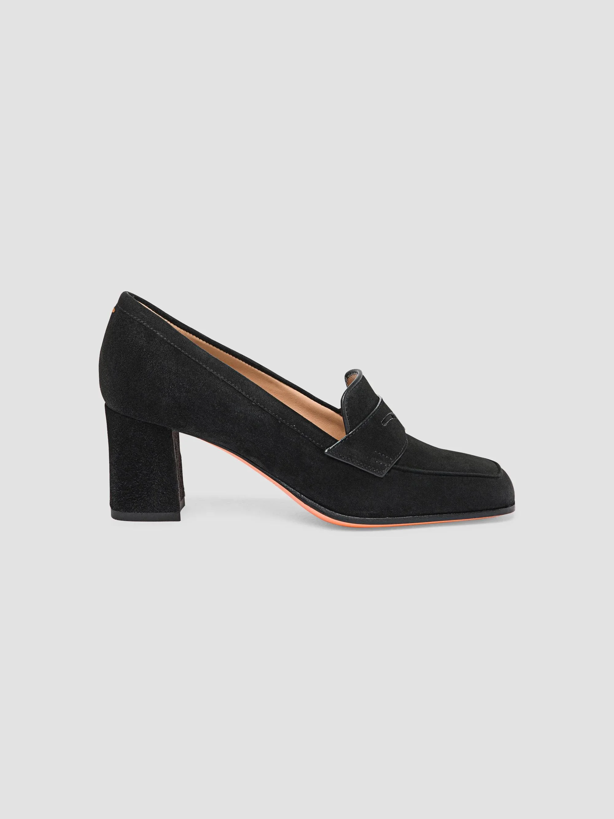 Women's Carla 65MM Suede Penny Loafer Pumps - Black - 1