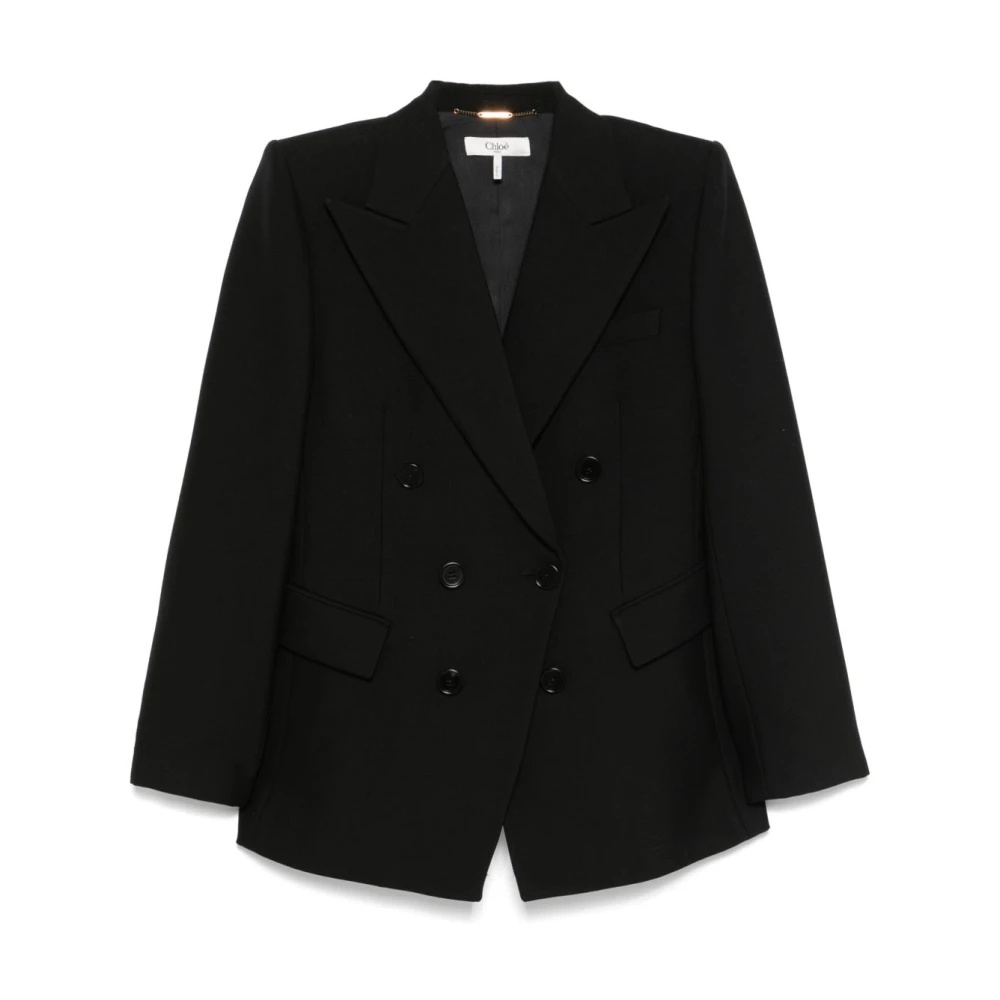 Chloé BLACK DOUBLE-BREASTED JACKET WITH POCKETS | miinto