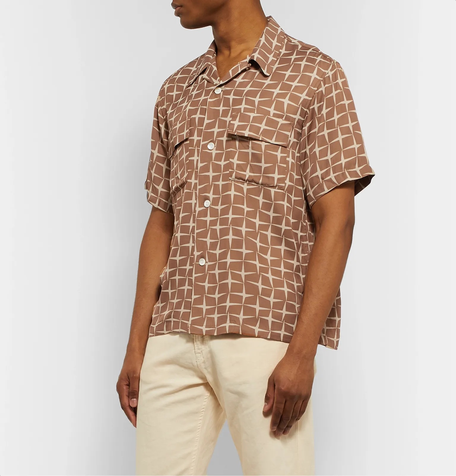 Camp-Collar Printed Twill Shirt - 2