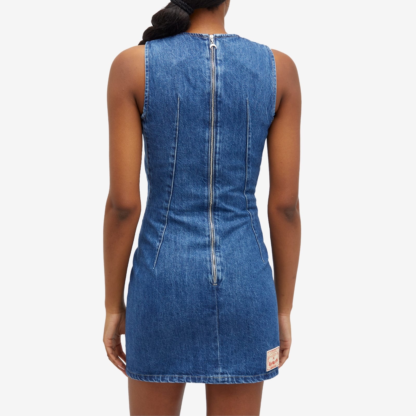 【MARINE SERRE】 Deadstock Denim Mini Dress（送料込み） MARINE SERRE Deadstock Denim Mini Dress - Blue | Garmentory