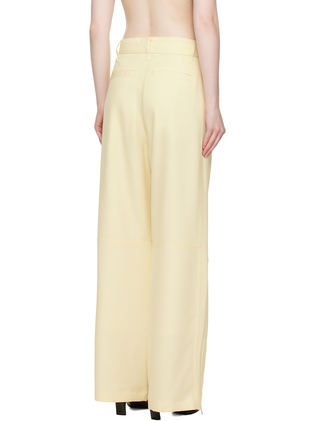 Yellow Wool Cargo Pants - 3