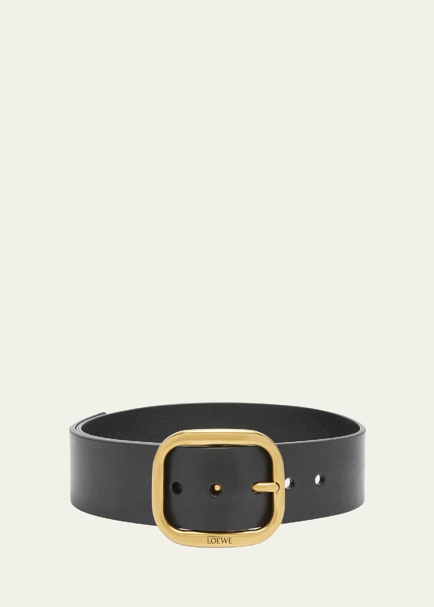 Curved Buckle Leather Belt - 1