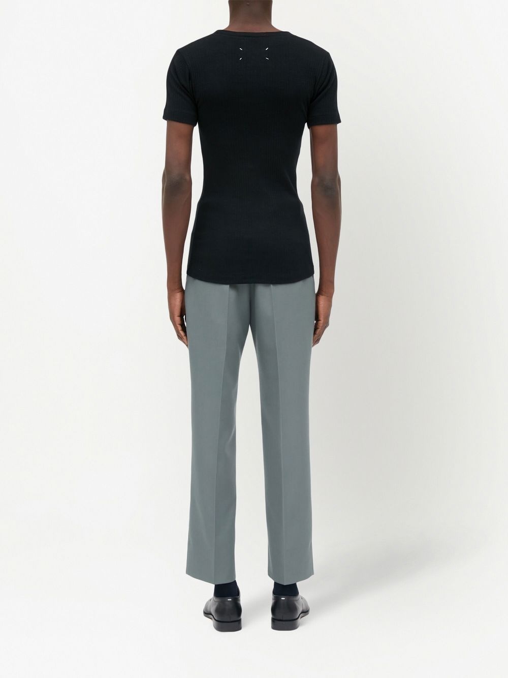 ribbed-knit cotton T-Shirt - 4
