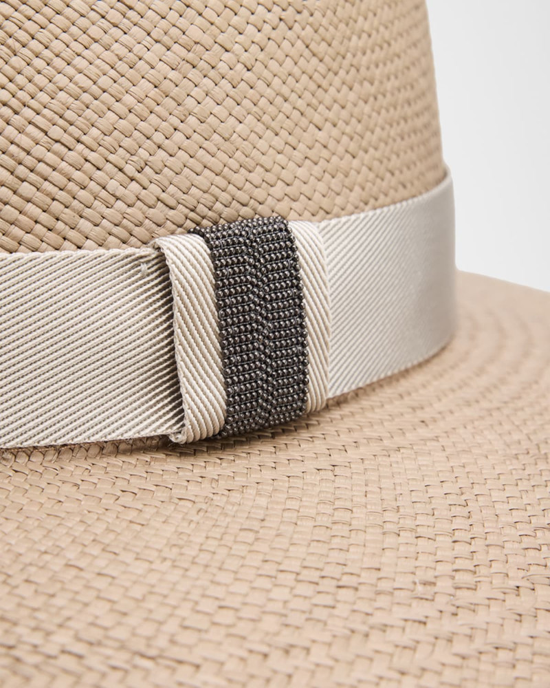 Brunello Cucinelli Straw Fedora with Monili Band outlook