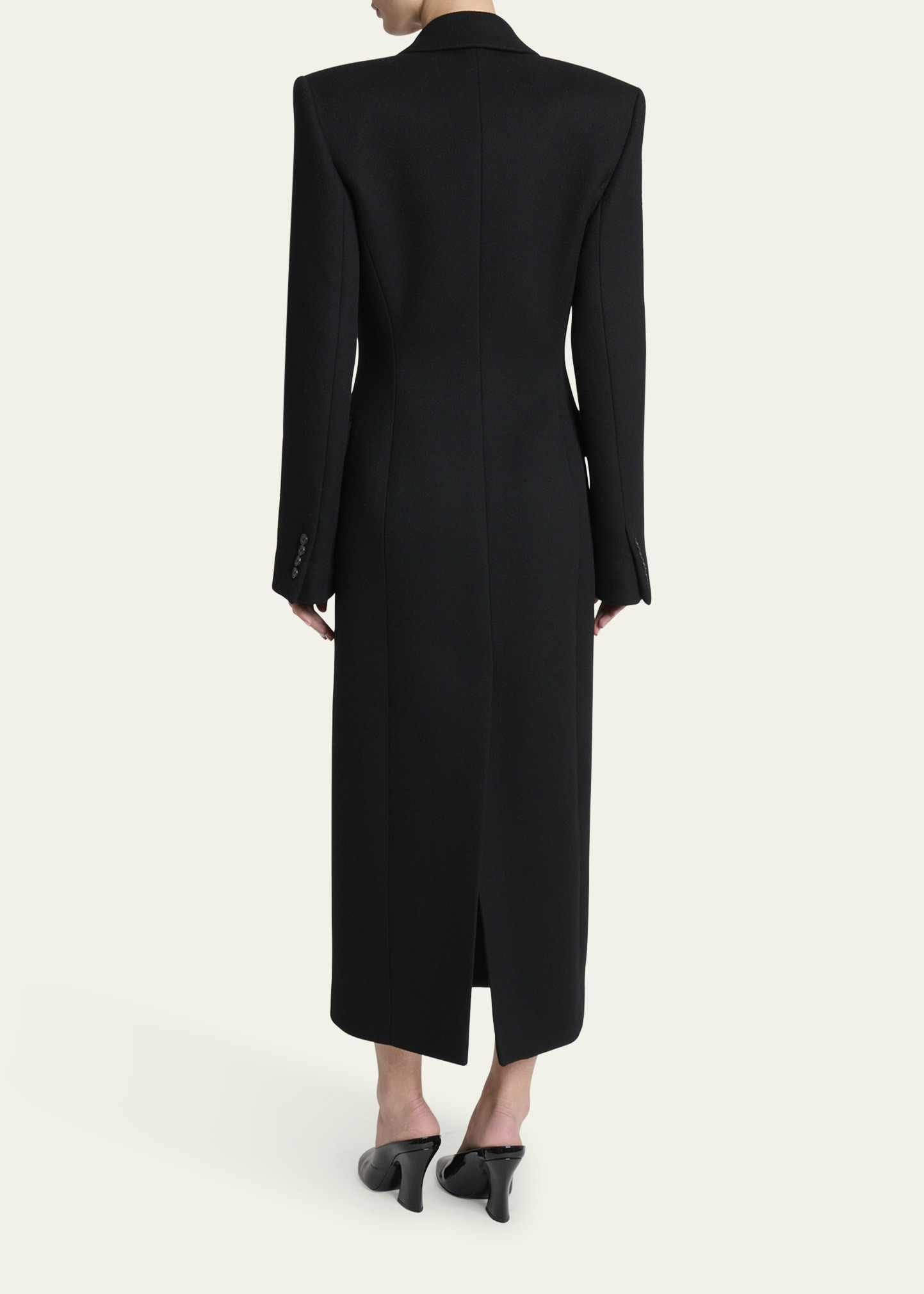 Wool Double-Breasted Cinched Coat - 3