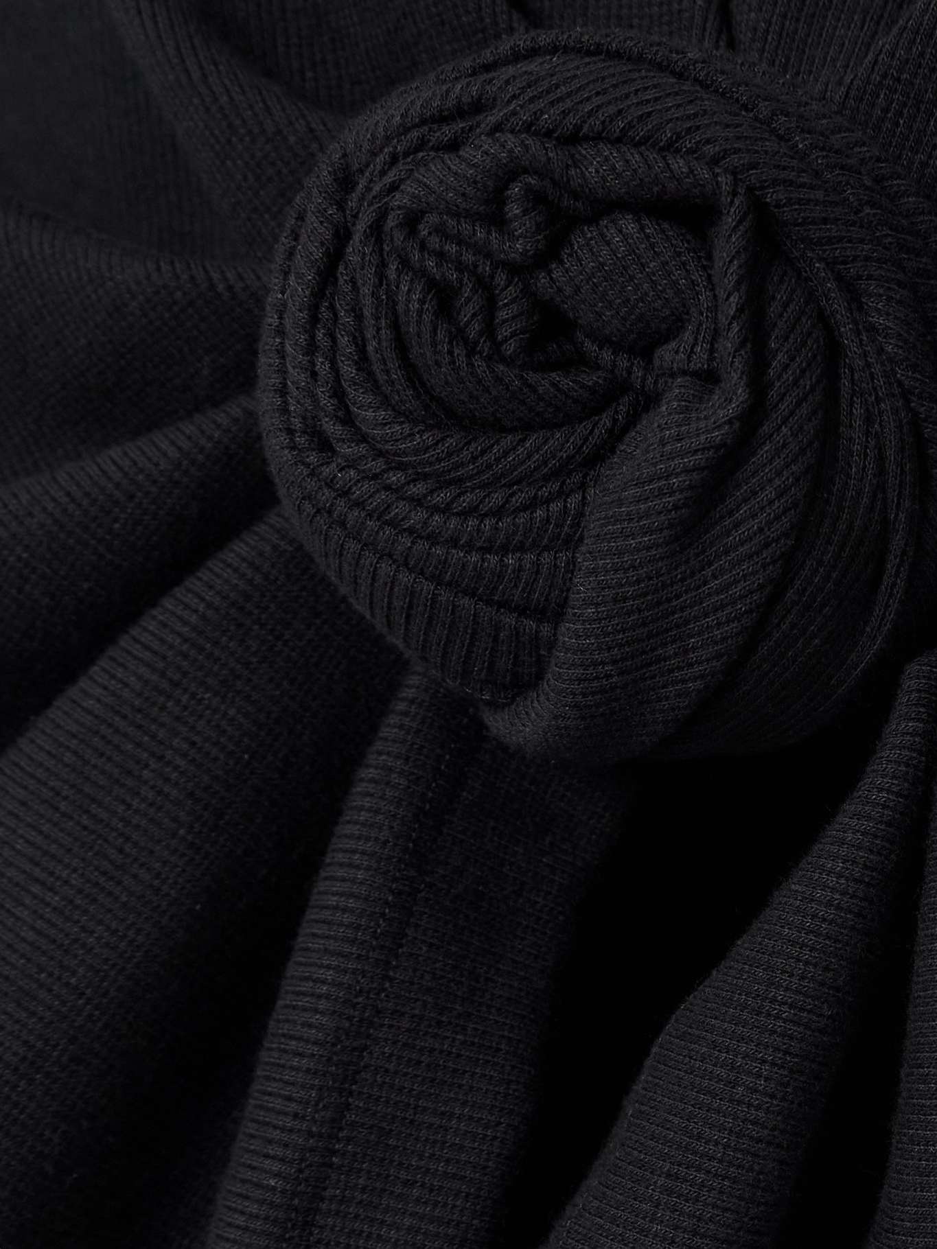 Twist-front ribbed cotton-blend jersey T-shirt Black - 4