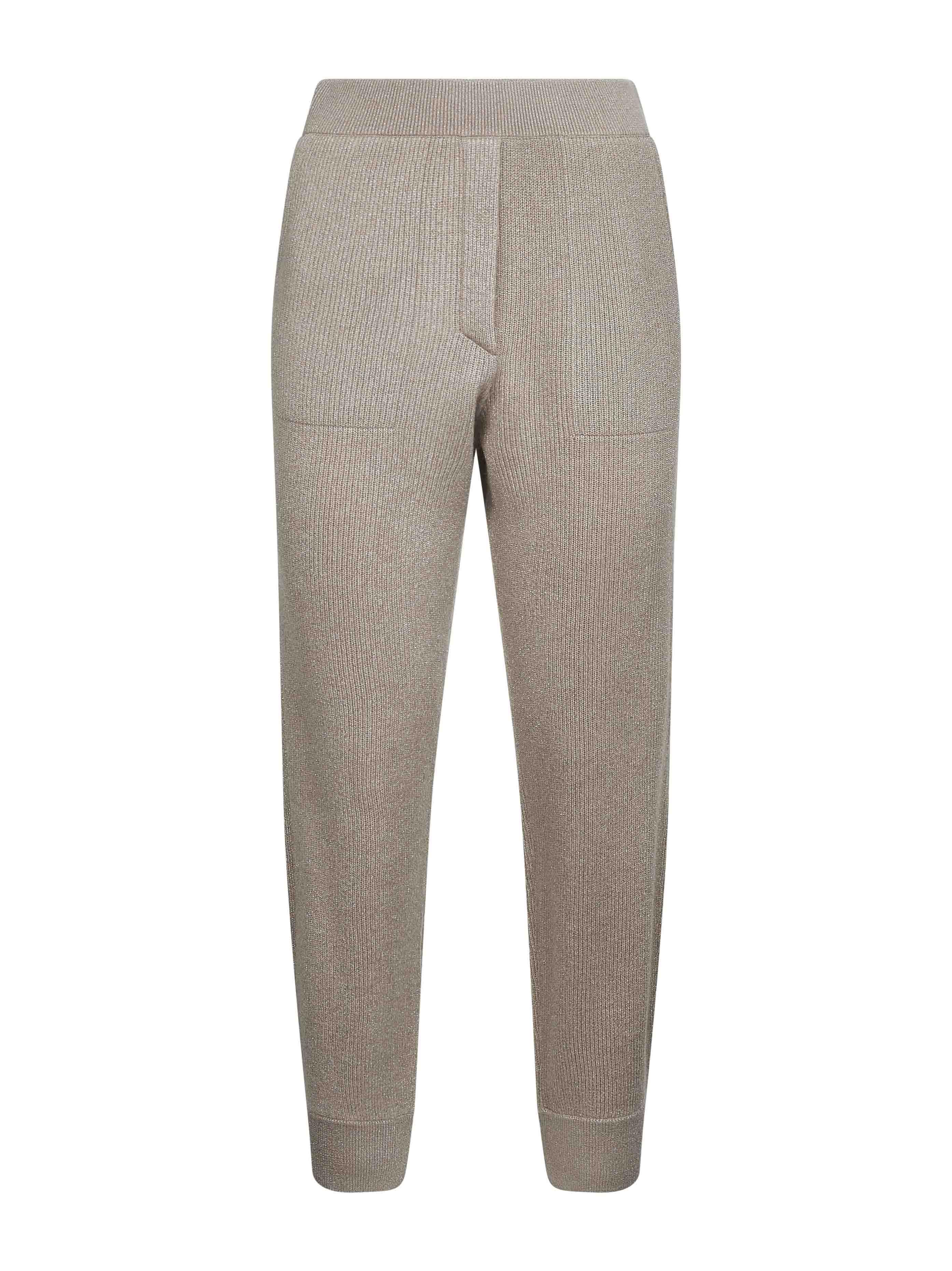 Beige Sparkling vanisé knit trousers - 1