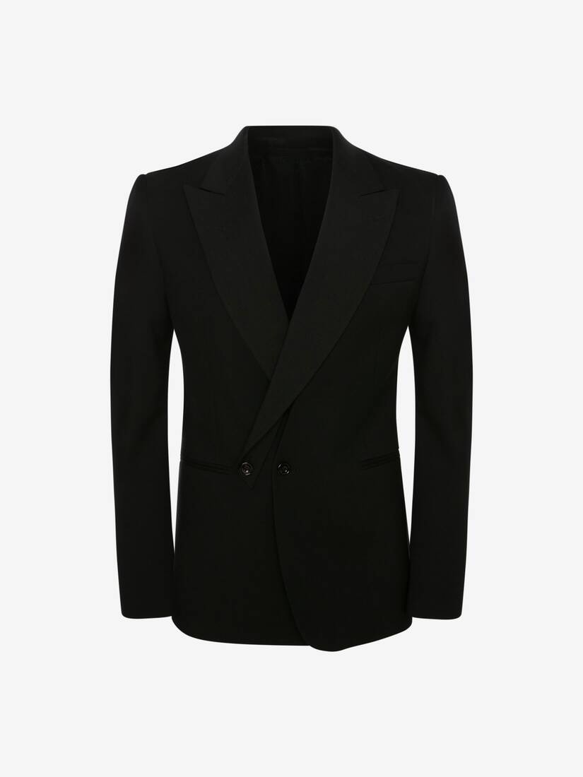 Men's Single-breasted Detachable Lapel Jacket in Black - 1