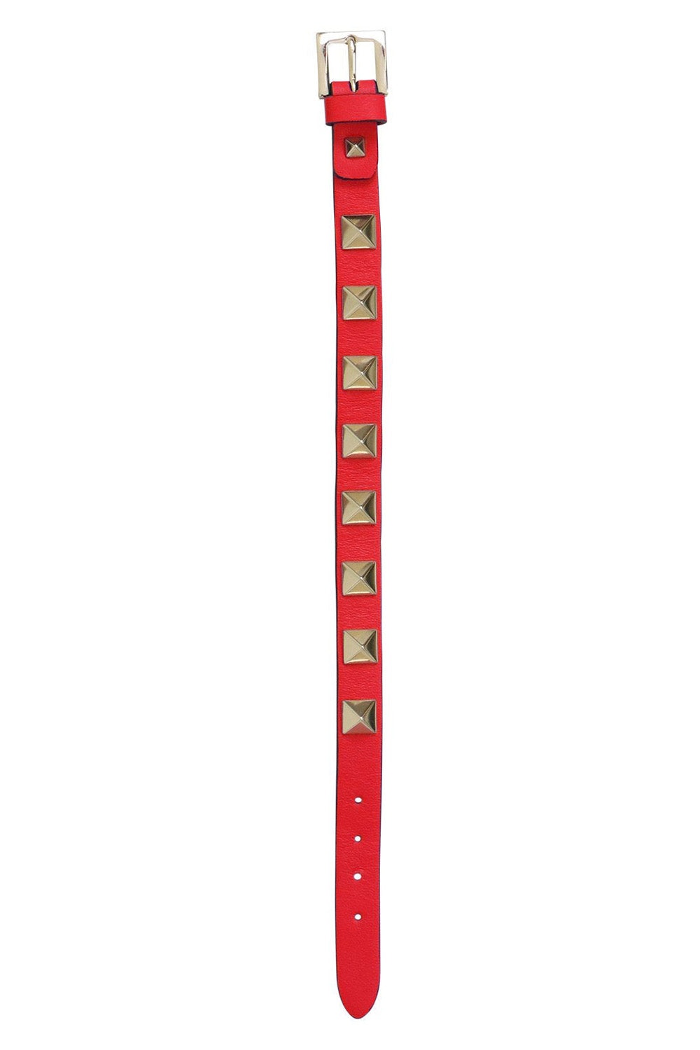 ROCKSTUD LEATHER CUFF ROUGE - 3