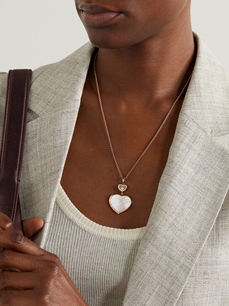 Chopard Happy Hearts 18-karat Rose Gold, Mother-of-pearl And Diamond Necklace outlook