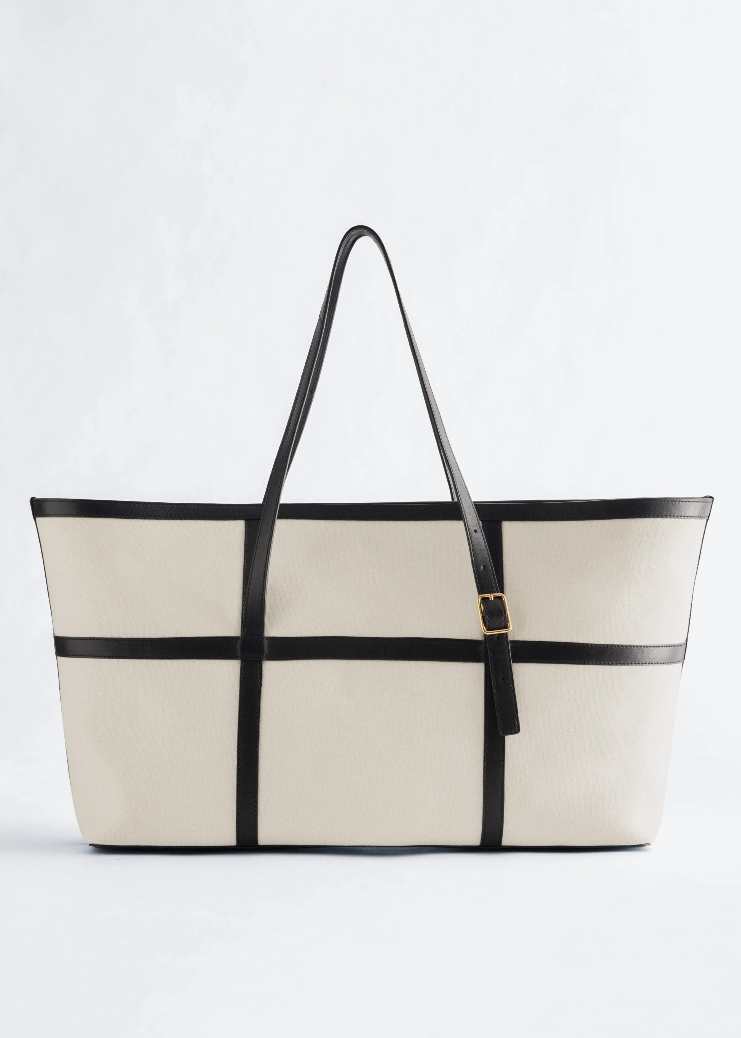 Leather-Trimmed Canvas Tote Bag - 1