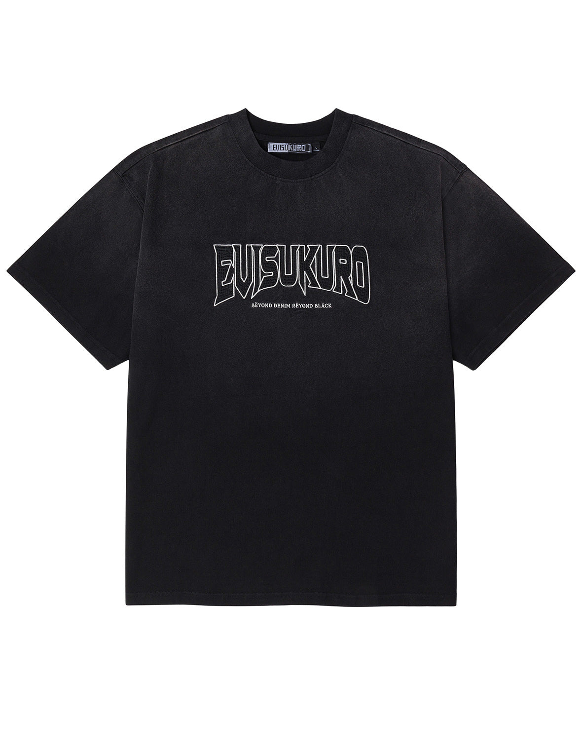 EVISUKURO Waffle Embroidery and Spray Dye Relax Fit T-shirt - 11