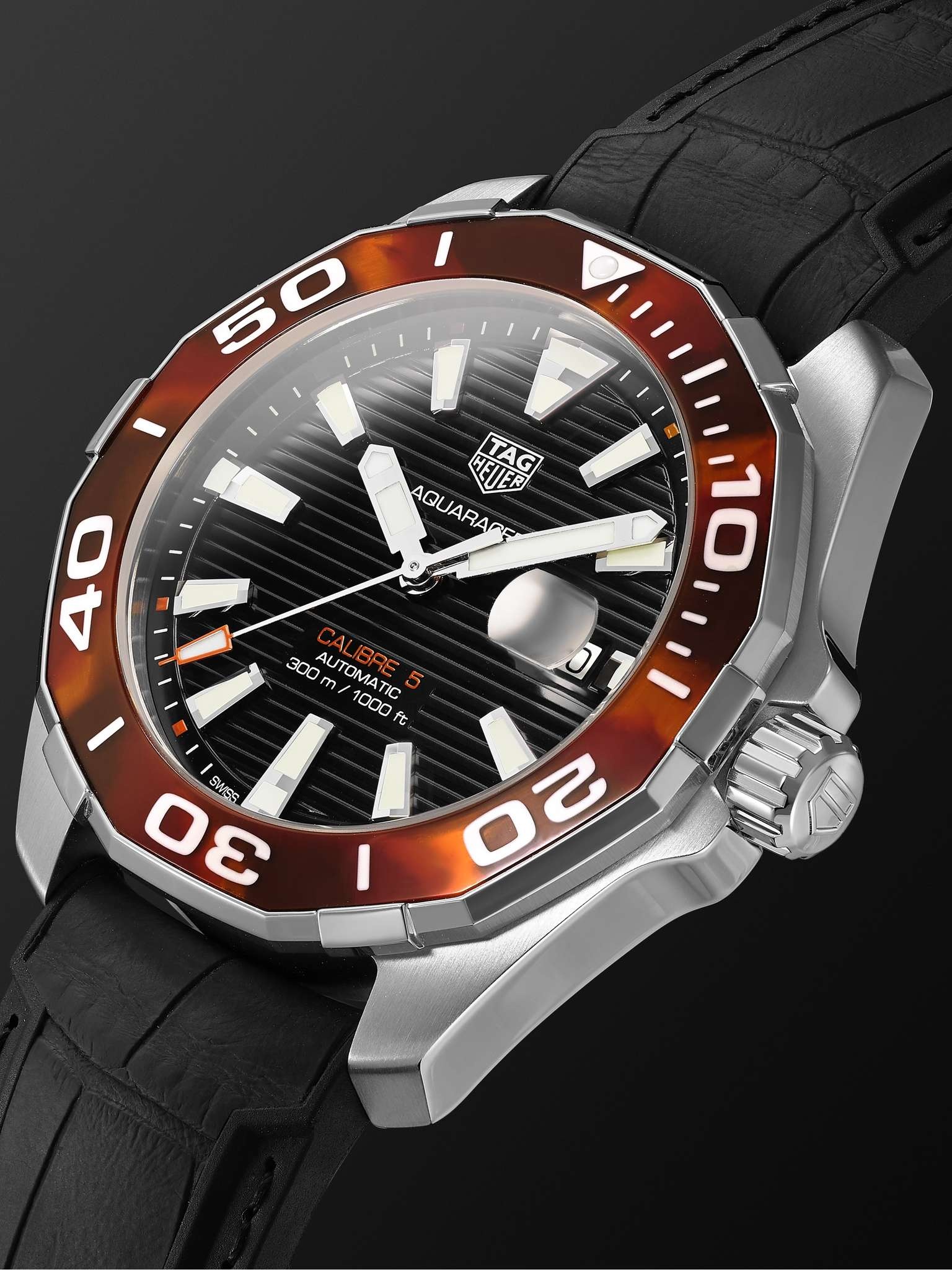 Aquaracer Automatic 43mm Stainless Steel and Croc-Effect Rubber Watch, Ref. No. WAY201N.FT6177 - 4