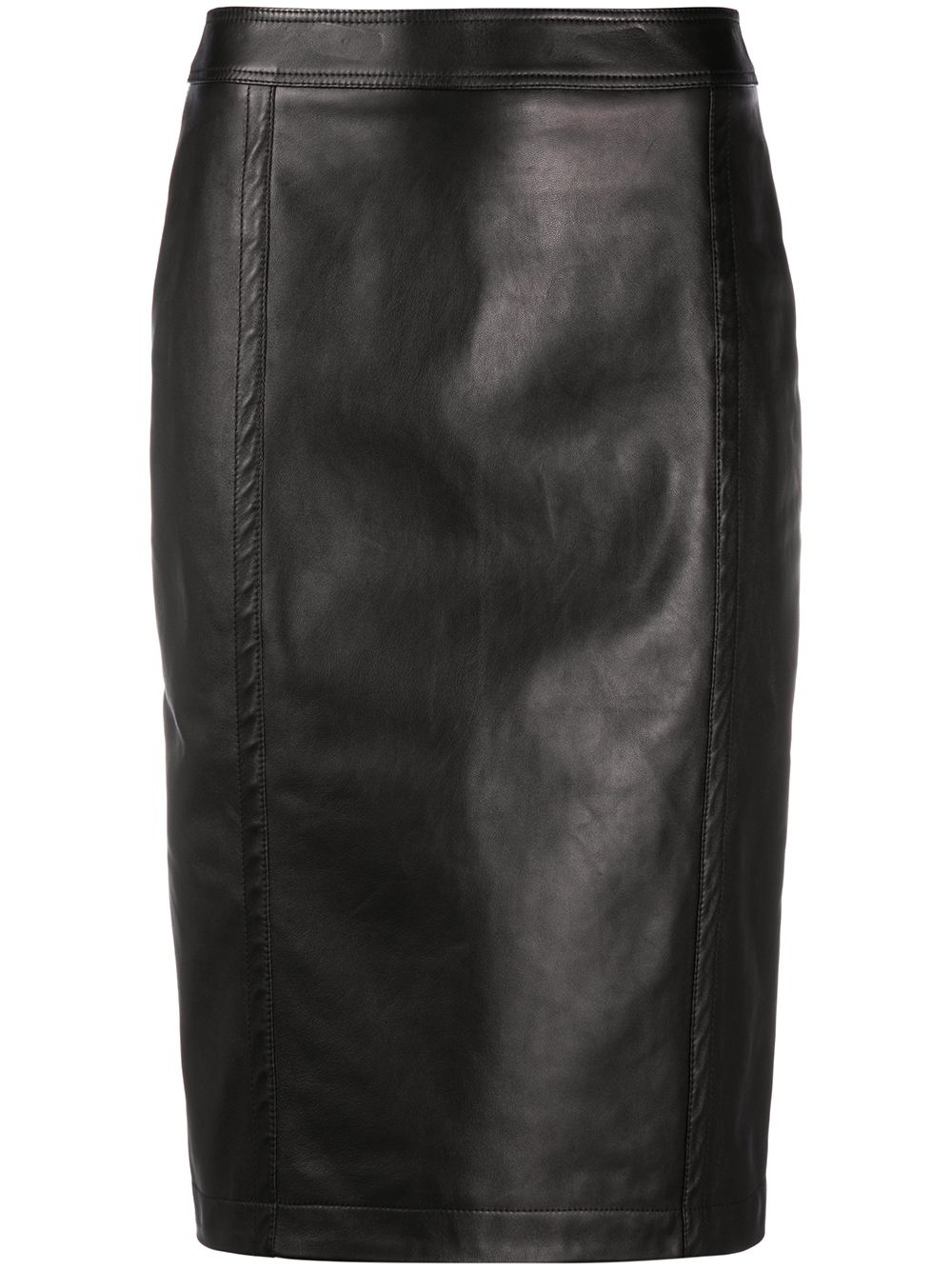 high-waisted leather pencil skirt - 1