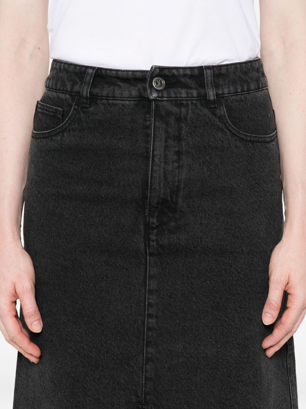 split-front denim midi skirt - 5