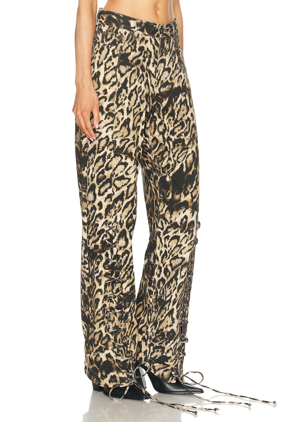 Denim Pant With Lacing Detail - 2
