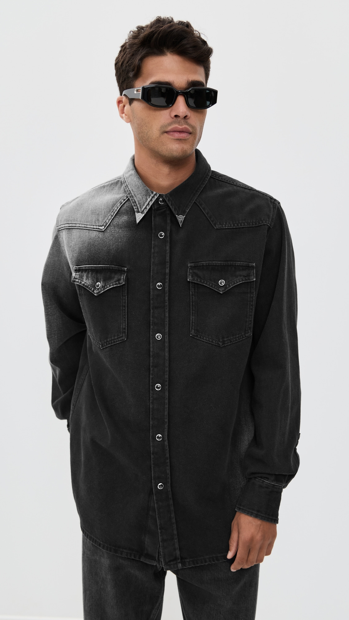 Ombre Western Denim Shirt - 6